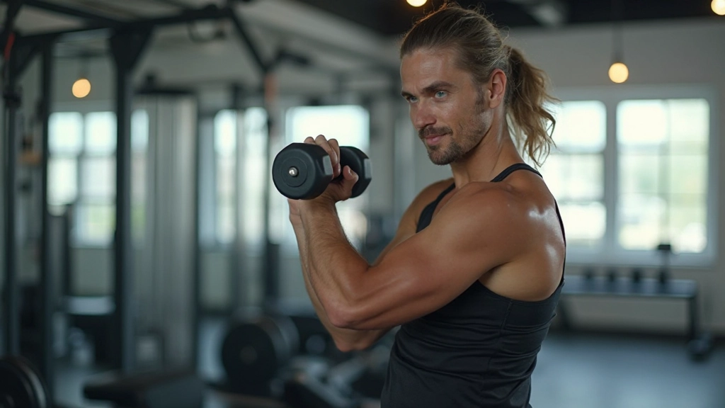 Человек занимается физическими упражнениями в спортзале для повышения продуктивности