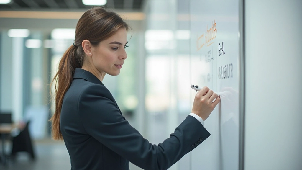 Профессиональное фото целевого плана на доске с графиками и стратегией развития